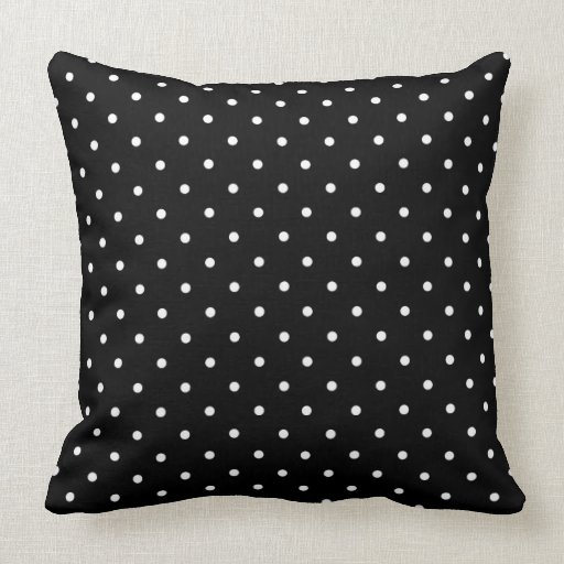 Fifties Style White on Black Polka Dot Pillow