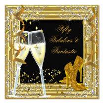 Fifty 50 & Fantastic Fabulous Gold Black invitations