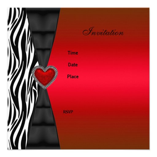 Fifty 50th Birthday Party Red Zebra Wild Black 2 Custom Invitations