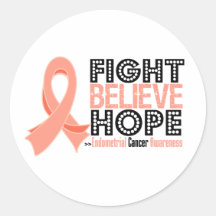 Fight Believe Hope - Endometrial Cancer Round Stickers