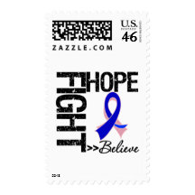Fight Believe Hope v2 Male Breast Cancer Postage