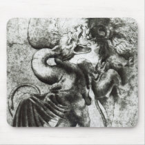 Fight between a Dragon and a Lion Mouse Pad
