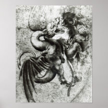 Fight between a Dragon and a Lion Print