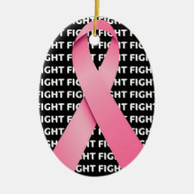 Fight Breast Cancer Ribbon Christmas Ornaments