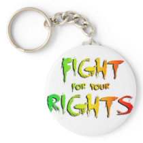 bob marley, fight for your rights, anti-authority, reggae, typographic, ragga, song, roots, the wailers, rock'n'roll, peace, politic, Keychain with custom graphic design
