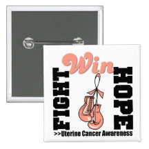 Fight Hope Win - Uterine Cancer Pinback Button