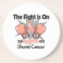 Fight is On Against Uterine Cancer Drink Coasters
