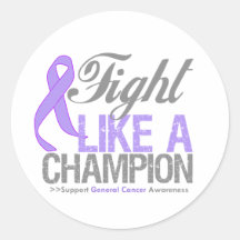 Fight Like a Champion - General Cancer Awareness Round Sticker