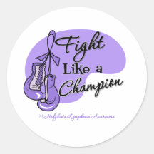 Fight Like a Champion Hodgkin's Lymphoma Round Sticker