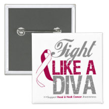 Fight Like a Diva Head and Neck Cancer Pinback Buttons