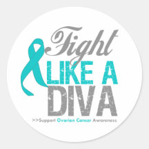 Fight Like a Diva Ovarian Cancer Round Sticker