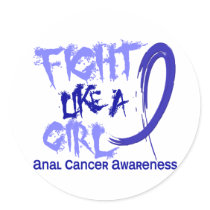 Fight Like A Girl 5.3 Rectal / Anal Cancer Round Stickers