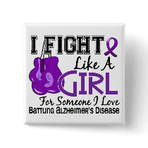 Fight Like A Girl Alzheimer's Disease 15.6 Buttons
