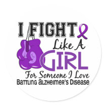 Fight Like A Girl Alzheimer's Disease 15.6 Round Sticker