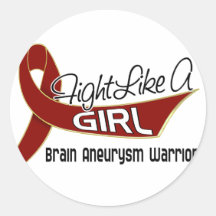 Fight Like A Girl Brain Aneurysm 25.4 Stickers