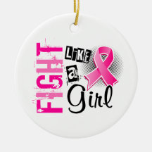 Fight Like A Girl Breast Cancer 36.8 Christmas Tree Ornament