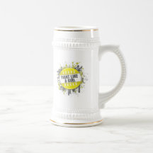 Fight Like a Girl Cool Button - Bladder Cancer Coffee Mug