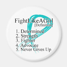 Fight Like a Girl Definition - Ovarian Cancer Fridge Magnet