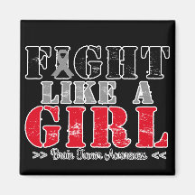 Fight Like a Girl Distressed - Brain Tumor Refrigerator Magnets