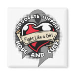 Fight Like a Girl Heart Ribbon - Brain Cancer magnets