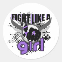 Fight Like A Girl Hodgkin's Lymphoma 33.8 Round Stickers