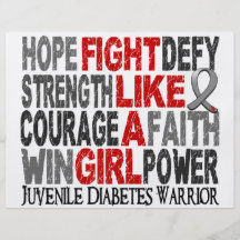 Fight Like A Girl Juvenile Diabetes 23.4 Full Color Flyer