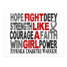 Fight Like A Girl Juvenile Diabetes 23.4 Postcard