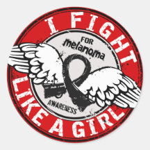 Fight Like A Girl Melanoma 16.5 Round Sticker
