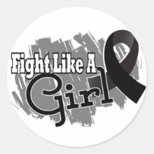 Fight Like A Girl Melanoma 17.8 Round Stickers