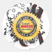 Fight Like a Girl Melanoma 39 Round Sticker