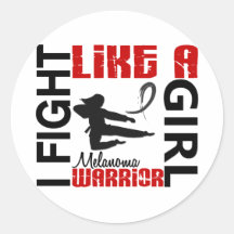 Fight Like A Girl Melanoma 3.2 Round Stickers