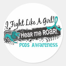Fight Like A Girl PCOS 19.1 Round Sticker