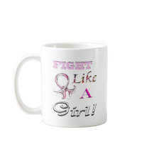Fight Like a Girl Pink Ribbon Design Coffee Mugs