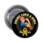 Fight Like a Girl Rosie Riveter - Appendix Cancer buttons