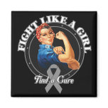 Fight Like a Girl Rosie Riveter - Brain Cancer magnets