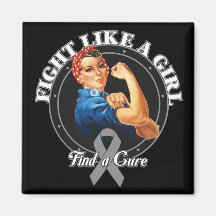 Fight Like a Girl Rosie Riveter - Brain Cancer Magnets