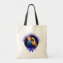 Fight Like a Girl Rosie Riveter - Colon Cancer Canvas Bag