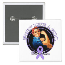 Fight Like a Girl Rosie Riveter - General Cancer Pinback Button