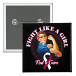 Fight Like a Girl Rosie Riveter - Throat Cancer buttons