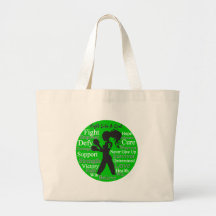 Fight Like a Girl Silhouette TBI Awareness Tote Bags