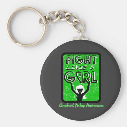 Fight Like A Girl Slogan Sign Cerebral Palsy Keychains