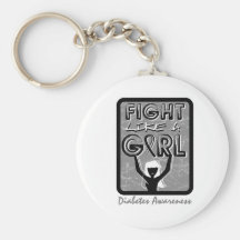 Fight Like A Girl Slogan Sign Diabetes Key Chains