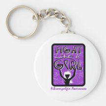 Fight Like A Girl Slogan Sign Fibromyalgia Key Chains