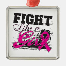 Fight Like a Girl Spray Paint - Breast Cancer Ornaments