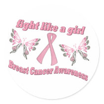 Fight like a girl round sticker