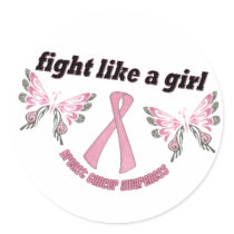 Fight like a girl round sticker