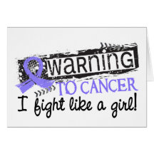 Fight Like A Girl Stomach Cancer Warning Greeting Card