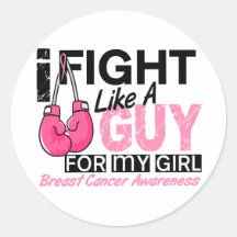 Fight Like A Guy Breast Cancer Round Sticker