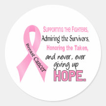 Fighters Survivors Taken Pink Ribbon Breast Cancer Round Sticker