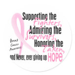 Fighters Survivors Taken Watercolor Pink Ribbon stickers